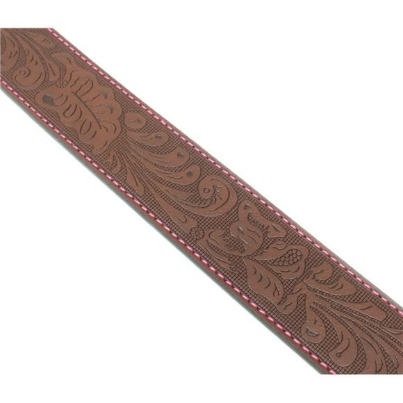 BC Belts Leather Belt Strap with Colored Stitching Embossed Western 1.5\